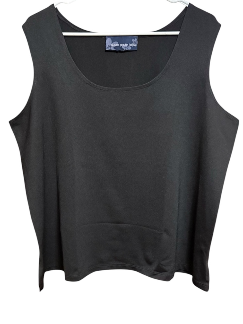 Susan Graver Style Black Sleeveless Liquid Knit Women's Tank Top
